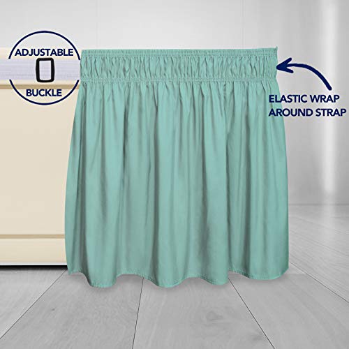 PureFit Wrap Around Ruffled Bed Skirt with Adjustable Elastic Belt - 18 Inch Drop Easy to Put On, Wrinkle Free Bedskirt Dust Ruffles, Bed Frame Cover for Twin,Twin XL and Full Size Beds, Purple