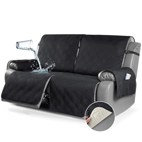 TAOCOCO 100% Waterproof Recliner Sofa Covers 3 Seater, Split Couch Covers for Reclining Couches for Kids Pets, Non Slip Reclining Couch Covers Furniture Protector with Straps(3 Seater, Navy Blue)