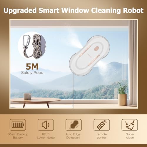 CHOVERY Window Cleaner Robot with Dual Water Spray Window Cleaning Robot Window Cleaner with Automatic Water Spray Window Washer Robot Glass Cleaning Robot 3000Pa Sunction Power
