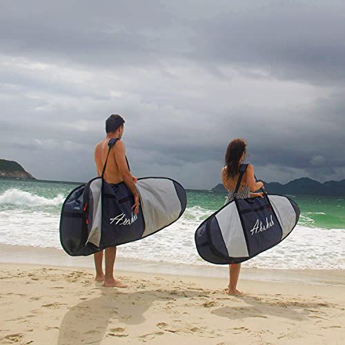 Abahub Premium 6'0 x 22 Surfboard Travel Bag, Foam Padded Surf Board Cover, Shortboard Carrying Bags for Surfing, Outdoor, Airplane, Car, Truck, DarkBlue…