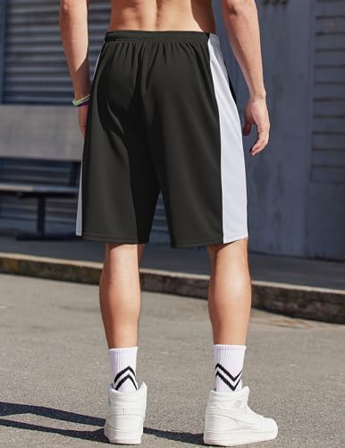 COOFANDY Mesh Basketball Shorts Men 11 Inch Inseam Loose Fit Big and Tall Shorts Dark Grey, US S