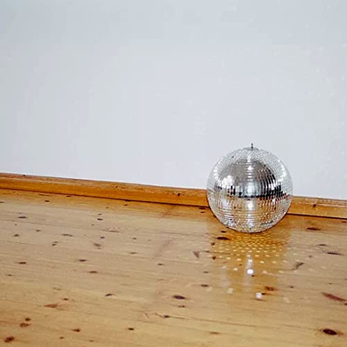 Large Disco Ball Decorations, 70's 80's 90's Silver Rotating Glass Mirror Ball with Hanging Ring, for Party Birthday Wedding Home Business Events (12 INCH)