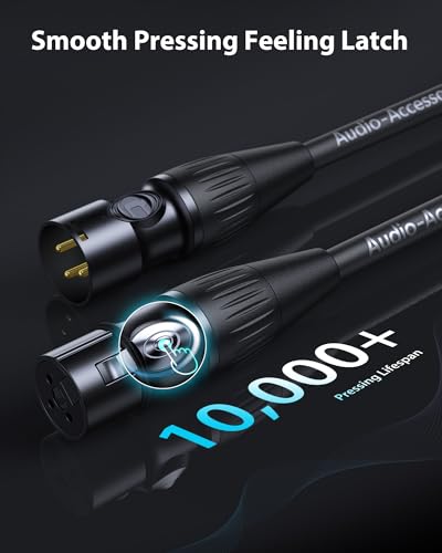 XLR Cables 10ft 2 Pack, Professional Gold-Plated Rean Connectors from Neutrik, Kevlar-Reinforced Nylon Braided XLR Microphone Cable, Mic Cable, Durable Shielded and Balanced XLR Male to Female Cord