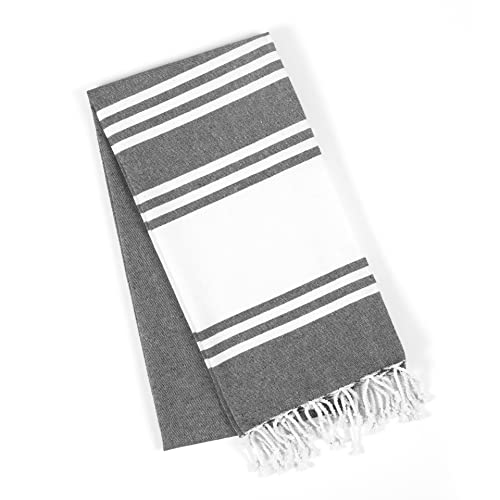 Goroly Home 2 Pack Cotton Beach Towel, Turkish Beach Towel, Gym Towels, Turkish Peshtemal Towels, Pestemal Towels, Thin Camping Bath, Pool Blanket, Fouta Towels 100% Cotton- 36x71 Inch - Charcoal