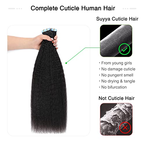 SUYYA Tape in Hair Extensions Human Hair Bleach Blonde 14 inches 40g/pack 20pcs Straight Seamless Skin Weft Tape in Hair Extensions(14 inches #613 Bleach Blonde)