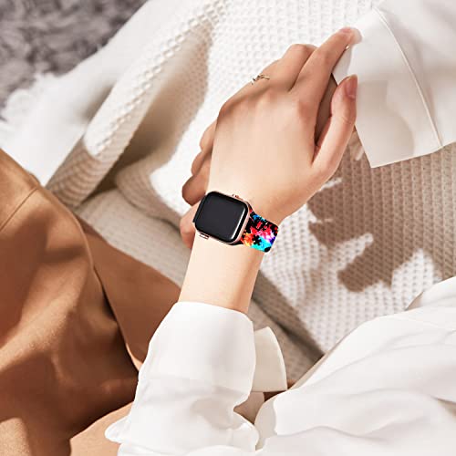 Halloween Scary Hippie Pumpkin Watch Bands Compatible Apple Watch Band 38mm 40mm 41mm 42mm 44mm 45mm 49mm for Women Men, Adjustable Soft Silicone Replacement Smartwatch Wristband for iWatch Series 8 7
