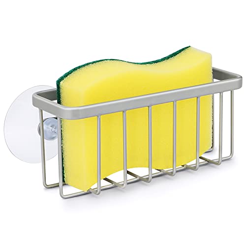 HLOOL Sponge Holder for Kitchen Sink, Kitchen Sink Sponge Holder, Kitchen Sink Caddy,Dish Sponge Holder (Mat Silver)