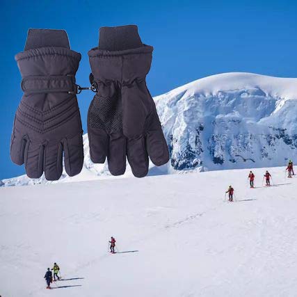 kimmyku Waterproof Snow Ski Driving Winter Gloves for Toddler Children Kids boy Girls Black Color 3-4-5-6-7-8 Years