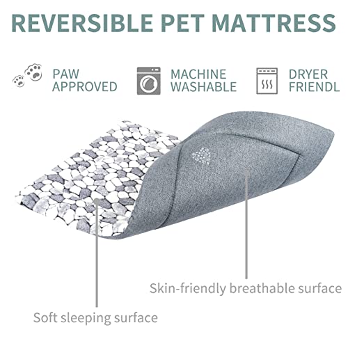 VANKEAN Dog Crate Pad Bed Mat Reversible (Warm& Cool), Soft Pet Sleeping Mat Dog Bed for Crate Suitable for Small to XX-Large Dogs and Cats, Machine Washable Crate Beds, Grey Stone Pattern