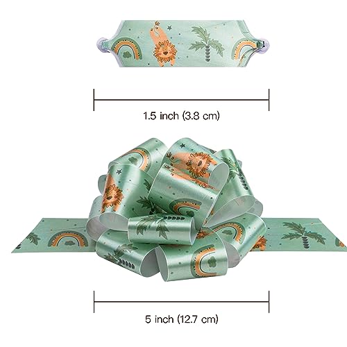 RUSPEPA Baby Pull Bow for Gift Wrapping - Elephant and Lion Jungle Design for Birthday, Baby Shower, Holiday, Party - 5", Total of 24 Bows