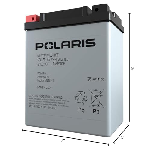 Polaris 12V 14Ah Sealed Rechargeable Battery for Specific Sportsman, Scrambler, ATP, Trail Boss, RANGER EV Models and More, ETX15, 190A CCA, Spill Proof, Maintenance Free UTV, ATV Battery - 4011138