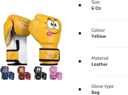 Jayefo Kids Boxing Gloves - Youth Gloves for Kick Boxing, Muay Thai & MMA - Heavy Bag Gloves - 6 Oz - Yellow