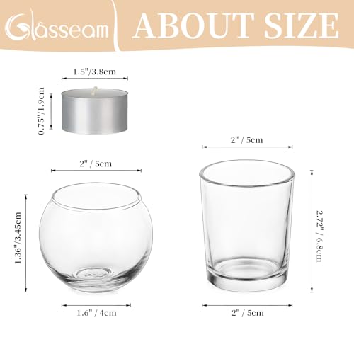 Glasseam Glass Gold Candle Holders, Mercury Tealight Holder Set of 12, Round Candle Holders for Table, Mini Floating Candle Holder Centerpiece, Modern Votive Candle Holders for Wedding Christmas Party