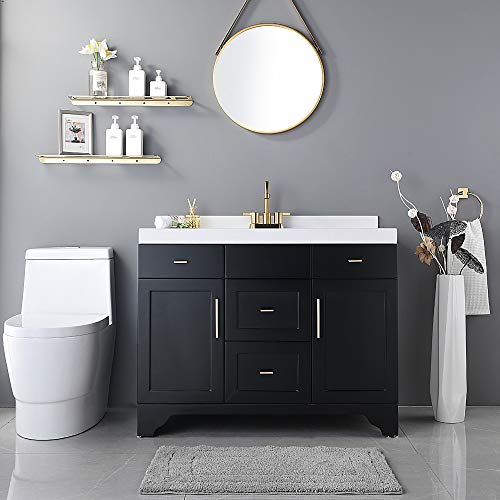 Brushed Gold 4 Inch 2 Handle Centerset Lead-Free Bathroom Faucet, Swivel Spout with Copper Pop Up Drain and 2 Water Supply Lines, BF015-1-BG