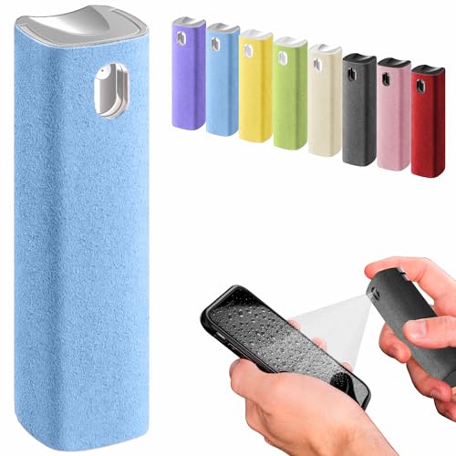 IO CLEAN Mini Screen Cleaner Spray – Finger Proof Screen Cleaner for Smartphones, iPads, MacBooks, Laptops, Car Screens, Touchscreens – 3 in1 Mist Cleaner, Microfiber Cloth and Protective Cover (Blue)