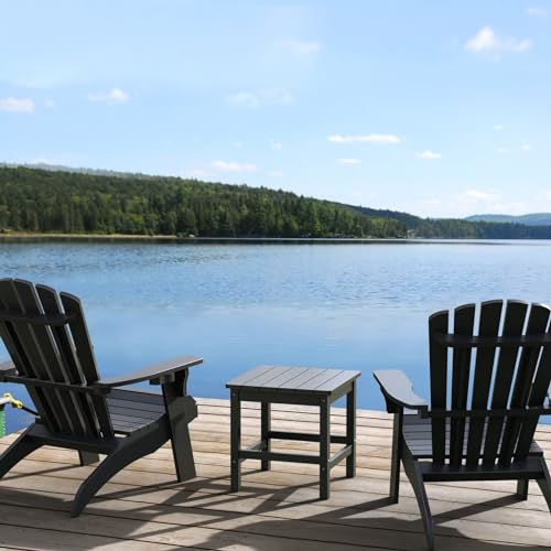 Cecarol Adirondack Side Table, 19.6" Square Oversized Outdoor Side Table, Fade-Resistant and Weather Resistant End Table, Poly Resin Plastic Table for Porch, Patio, Seaside, Black-OST01