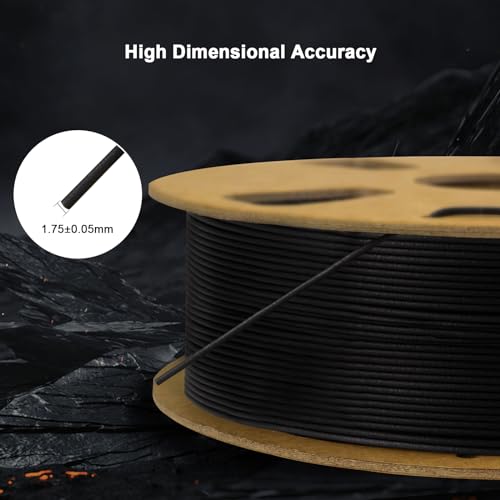Carbon Fiber Filament 1.75mm - Reinforced 3D Printer Filament - Black pla 3D Filament - PLA-CF 1.75 Filament - 340m Spool (2.2 LBS) for 3D Printers