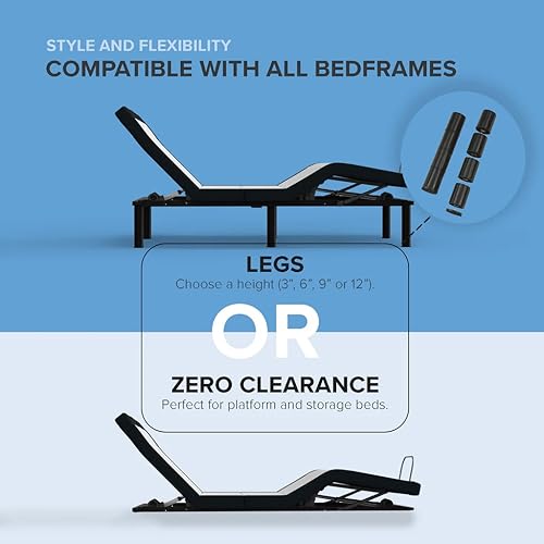 Blissful Nights z4 Twin XL Adjustable Bed Frame for Storage Beds with Massage Anti-Snore, Zero G, USB Charging Station, Wireless Remote Head and Foot Incline and No Tools Required Assembly