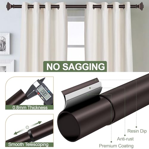 BRIOFOX BLACK Curtain Rods for Windows 28 to 48 Inch Adjustable Length 1 Inch Diameter Heavy Duty Window Curtain Rods for Indoor Ourdoors With Classic Square Finials
