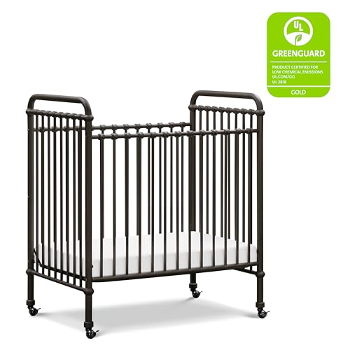 NAMESAKE Abigail 3-in-1 Convertible Mini Metal Crib in Vintage Iron, Greenguard Gold Certified