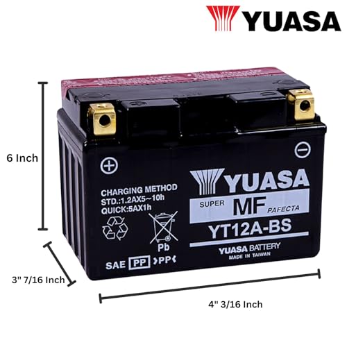Yuasa YUAM32ABS YT12A-BS Battery, Multi-Colored