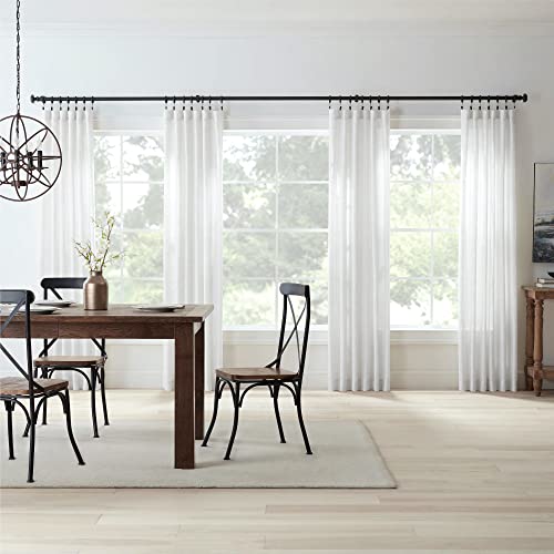 MODE Farmhouse Collection Beveled Curtain Clip Rings, Set of 14 Curtain Rings with Clips, Fits MODE Farmhouse Curtain Rod Sets, 1 3/4”, Weathered Black