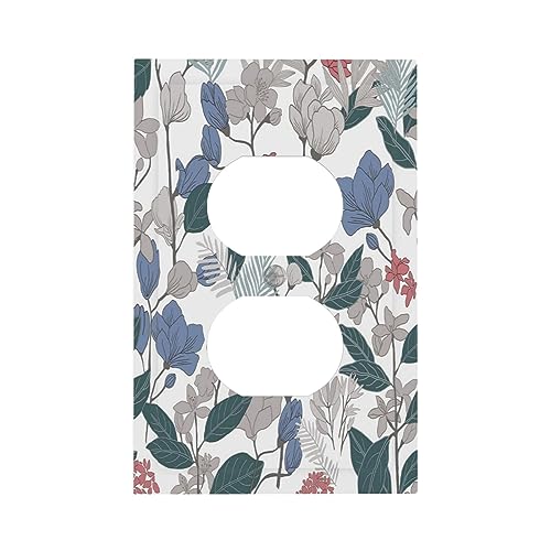 Boho Wild Flowers Farm Floral 4 Gang Rocker Decora Light Switch Cover Decorative Outlet Covers Wall Plate Electrical Faceplate Switchplate GFCI for Bathroom Home Living Room Decor