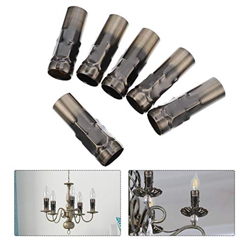 Beaupretty Bronze Candle Light Socket Covers 6pcs Metal Candle Sleeves Candelabra Base E14 Chandelier Socket Covers for Wedding Easter Birthday Party Supplies 25X80mm