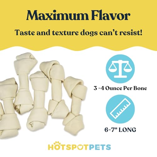 hotspot pets 10 Pack - 6-7 Inch Certified Facility Rawhide Dog Chews - from Grass Fed Brazilian Cows - Promotes Tooth Health and Good Behavior (10 Pack)