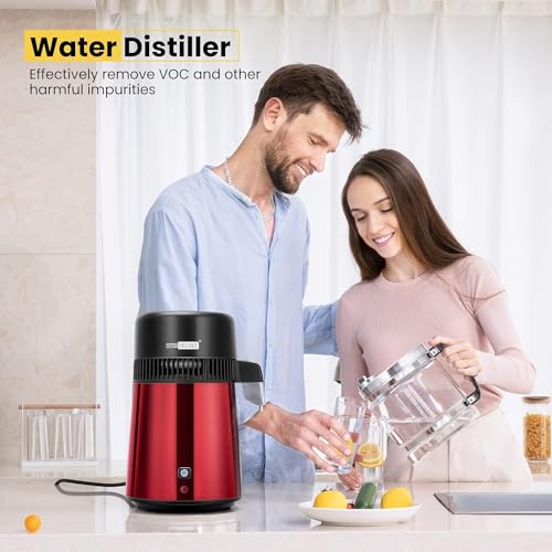 VIVOHOME Water Distiller Countertop 1.1 Gallon/4L 304 Stainless Steel Distilled Water Machine with Smart Switch Purifier Filter for Home Officek, Champagne