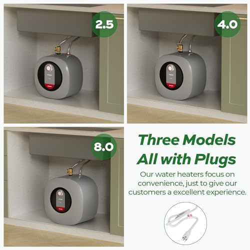 FOGATTI Electric Mini Tank Water Heater, 2.5 Gallon Point of Use Instant Hot Water Heater 120V 1440W, Small Hot Water Heater, Under Sink, Wall or Floor Mounted, Easy to Install