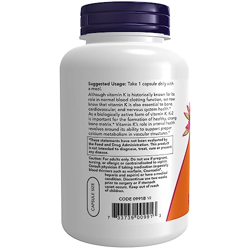 NOW Foods Vitamin K-2, 250 Vegetable Capsule