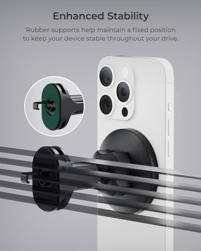 iOttie iTap 3 Magnetic Air Vent Car Mount Phone Holder with Magnetic Ring Adapter. Compatible with MagSafe, iPhone, and Android Smartphones