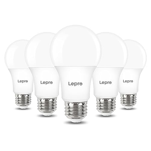 Lepro Dimmable LED Light Bulbs 60 Watt Equivalent, 9.5W 800LM Soft Warm White 2700K, A19 E26 Standard Medium Base, UL FCC Listed, 15000 Hour Lifetime, 5 Packs