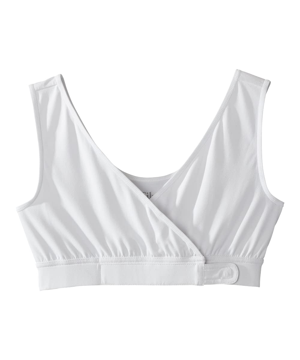Silverts Front Closure Bras for Older Women, Post Surgery Bras for Women Front Closure, Breast Surgery Recovery Supplies, Comfortable Adaptive Clothing for Elderly - True White LGE