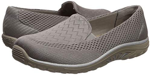 Skechers Women's Reggae Fest-Willows-Wide Loafer Flat, Dark Taupe, 6 W US
