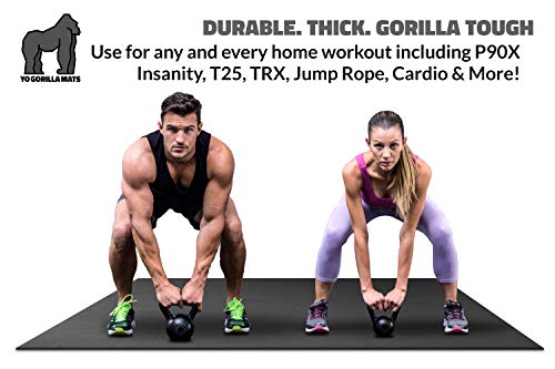 Premium Extra Large Exercise Mat - 7' x 5' x 1/4" Ultra Durable, Non-Slip, Workout Mats for Home Gym Flooring - Jump, Cardio, MMA Mat - Use with or Without Shoes (84" Long x 60" Wide x 6mm Thick)