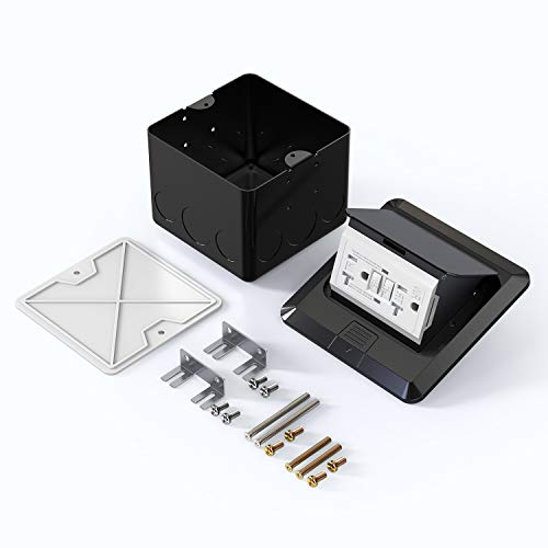 KYHSHJ Pop Up Floor Electrical Outlet with 20 Amp Stainless Steel GFCI Tamper Receptacle Outlet, Corrosive Resistant Hardware,ETL Listed,Black