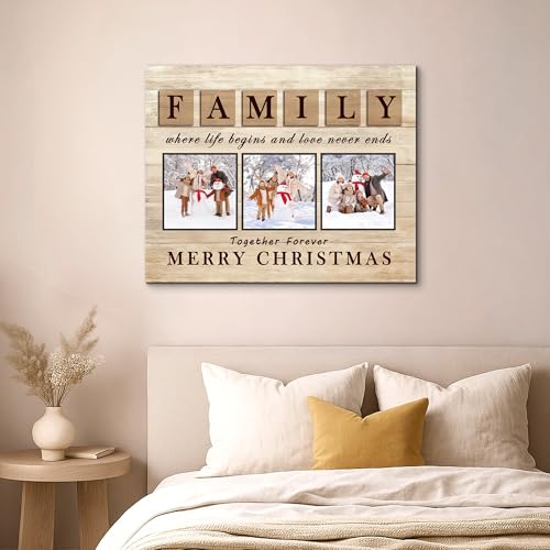 GagetElec Personalized Canvas Print with Photo - Custom Wall Art Decor, Christmas Gift for Family & Mom Gift from Son & Daughter