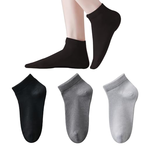 Marchare Womens Ankle Seamless Socks Thin Bamboo Viscose Dress Socks Low Cut Socks Soft Lightweight Black/Dark Grey/Light Grey 3 Pack