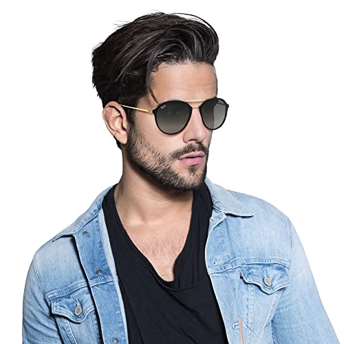 Ray-Ban RB4292N Blaze Double Bridge Square Sunglasses, Black/Grey Gradient Dark Grey, 62 mm
