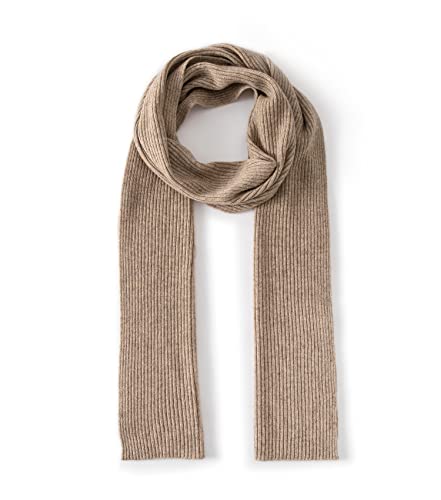 Lallier Cashmere Wool Scarf, Ultra Soft Classic Ribbed Solid Color Winter Scarf for Men and Women with Gift Box, Camel