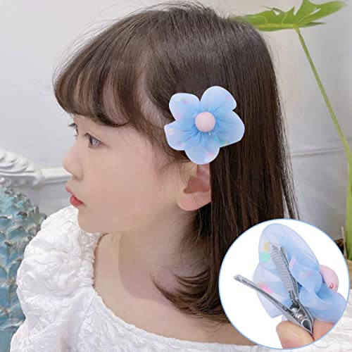 Petunny Baby Hair Clips Set,8Pcs Flowers Barrettes For Baby Girls Bows Fully Lined Hair Barrettes Hair Accessories For Toddlers,Infants,Kids and Children,Blue