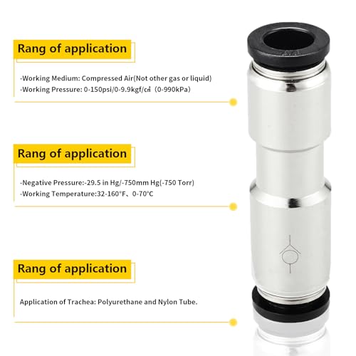 Yoebor 1/4" OD Check Valve Push to Connect One Way Inline Air Pneumatic Valves, Nickel Plated Brass & Plastic (Pack of 2)