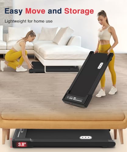Redliro Walking Pad Treadmill Under Desk, Portable Mini Treadmill with Remote Control, 265lbs Max Weight, Installation-Free Jogging Machine for Home/Office
