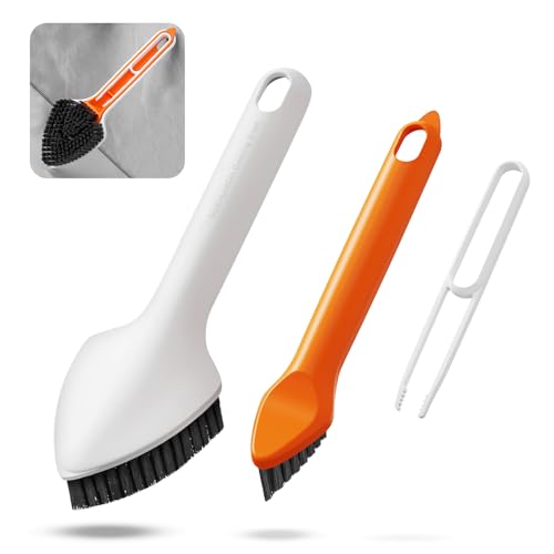 MGVK Scrub Brush, Cleaning Brush Set, Multifunctional 3 in 1 Scrub Brush with Handle, Household Cleaning Brush for Cleaning Bathroom, Shower, Tile, Kitchen, Floor, Bathtub, Carpet