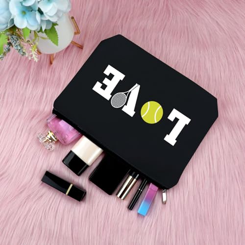 Tennis Gifts Makeup Bag Inspirational Gift for Tennis Player Birthday Gift for Women Cosmetic Bag Tennis Lover Gift Graduation Gift for Tennis Girl Travel Cosmetic Pouch Christmas Gift(Black)