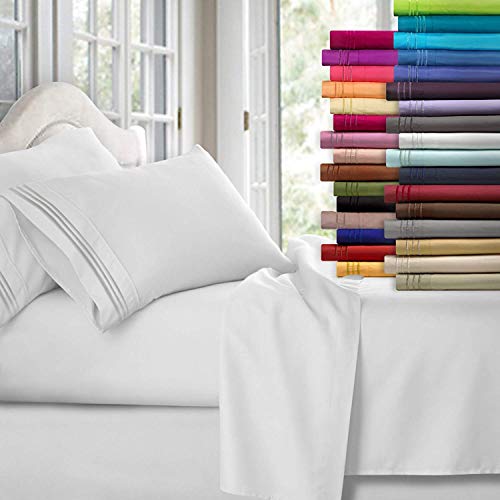Clara Clark Bed Sheets, Premier 1800 Series 4 Piece Bed Sheet Set, Deep Pocket, Wrinkle, Fade, Stain Resistant, Luxury Soft Bedding Sheets & Pillowcases, Twin, Custard Mellow
