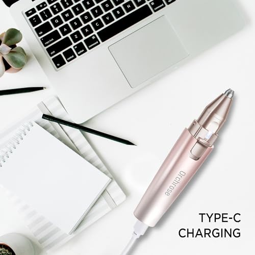 Orchrose Facial Hair Remover Eyebrow Trimmer: Portable Rechargeable 2 in 1 Face Shaver for Women - Painless Electric Hair Removal Device for Face Eyebrows Peach Fuzz Lips with Light (Gradient Pink)