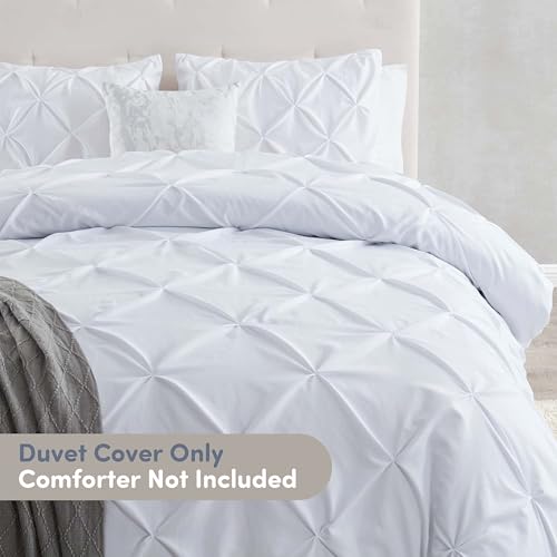 Nestl Teal Duvet Cover Full Size - Soft Double Brushed Duvet Set with Button Closure & Corner Ties, 3 Piece Luxurious Pinch Pleated Duvet Cover Set 80x90 Inches with 2 Pillow Shams